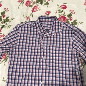 Men's Blue and Pink Checkered Shirt